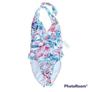 Beach Joy Bikini One-Piece Abstract Print Swimsuit Sz L